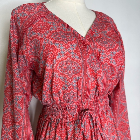 Boemo Anthropologie Faux Wrap Floral Midi Dress Size Small Petite - Picture 5 of 6